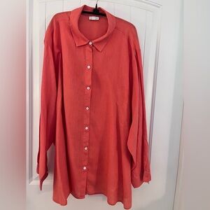 J.Jill Love Linen Coral Linen Top 4X